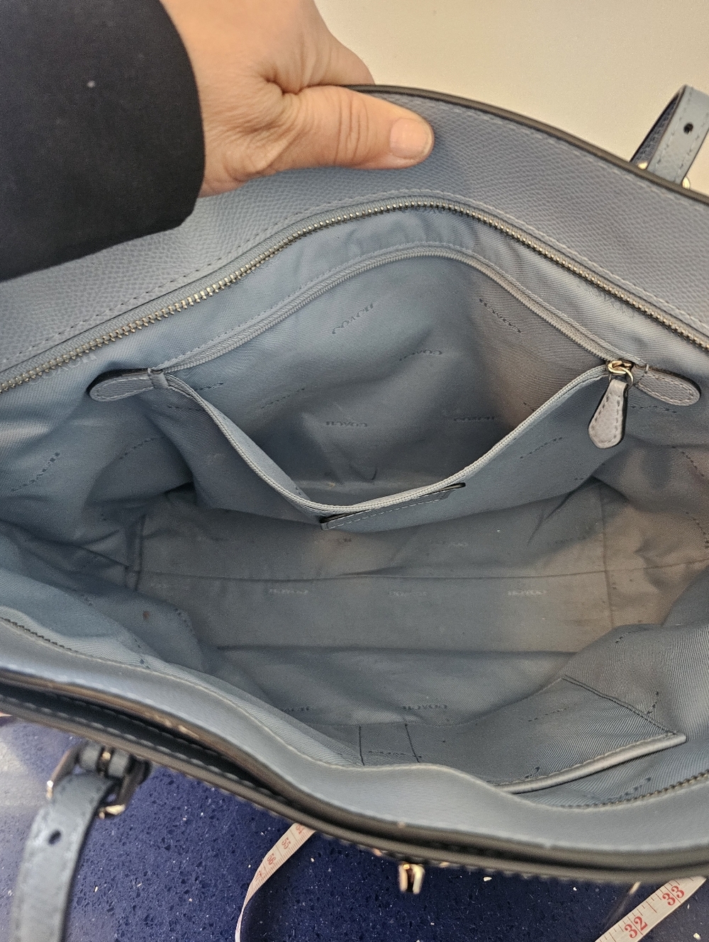 Coach Turnlock Tote In Beautiful Blue Color 37142 - Picture 10 of 13